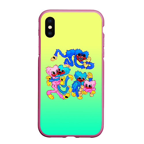 Чехол iPhone XS Max матовый POPPY PLAYTIME - HAGGY WAGGY AND KISSY MISSY / 3D-Малиновый – фото 1