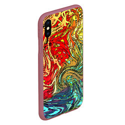 Чехол iPhone XS Max матовый Хаотичные линии Abstract pattern, цвет: 3D-малиновый — фото 2