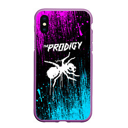 Чехол iPhone XS Max матовый The prodigy neon, цвет: 3D-фиолетовый