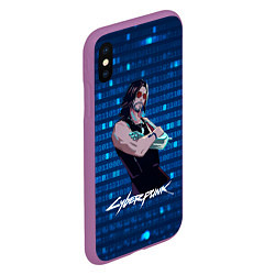 Чехол iPhone XS Max матовый Johnny Джонни Cyberpunk2077, цвет: 3D-фиолетовый — фото 2