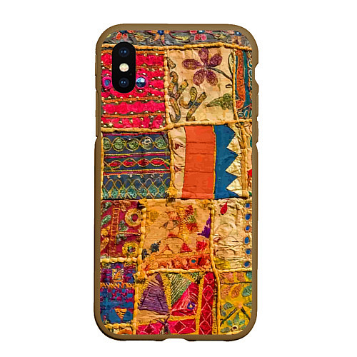 Чехол iPhone XS Max матовый Пэчворк Лоскутное одеяло Patchwork Quilt / 3D-Коричневый – фото 1