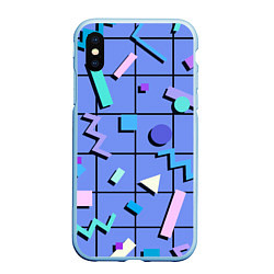 Чехол iPhone XS Max матовый ГЕОМЕТРИЧЕСКИЕ АБСТРАКТНЫЕ ФИГУРЫ, цвет: 3D-голубой