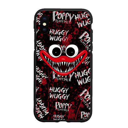 Чехол iPhone XS Max матовый КРОВАВЫЙ ХАГГИ ВАГГИ - BLOODY HUGGY WUGGY / 3D-Черный – фото 1