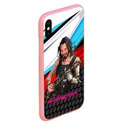 Чехол iPhone XS Max матовый Cyberpunk2077 Johnny с гитарой, цвет: 3D-баблгам — фото 2