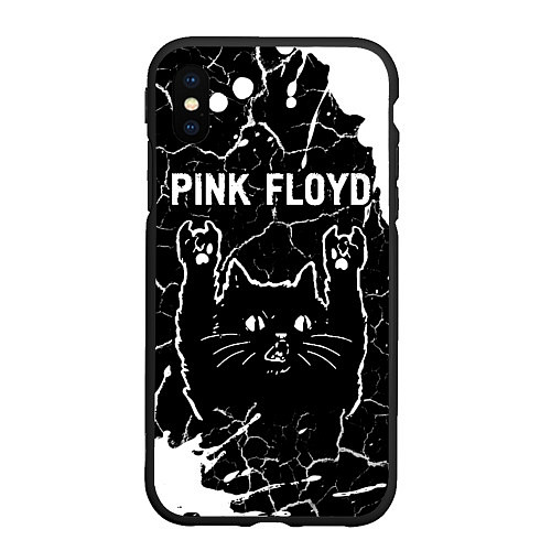 Чехол iPhone XS Max матовый Pink Floyd Rock Cat / 3D-Черный – фото 1