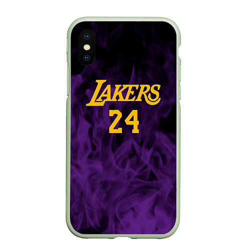 Чехол iPhone XS Max матовый Lakers 24 фиолетовое пламя / 3D-Салатовый – фото 1