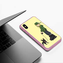 Чехол iPhone XS Max матовый Девочка и собака-улыбака, цвет: 3D-розовый — фото 2