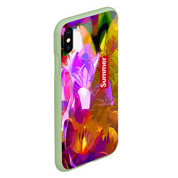 Чехол iPhone XS Max матовый Красочный цветочный узор Лето Colorful Floral Patt, цвет: 3D-салатовый — фото 2