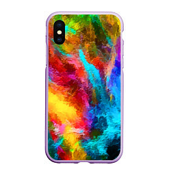 Чехол iPhone XS Max матовый Цветные всплески Экспрессионизм Абстракция Color S, цвет: 3D-сиреневый