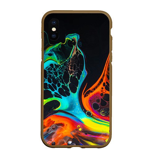 Чехол iPhone XS Max матовый Цветная лава краска / 3D-Коричневый – фото 1