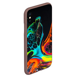 Чехол iPhone XS Max матовый Цветная лава краска, цвет: 3D-коричневый — фото 2