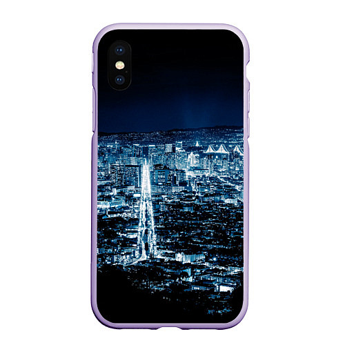 Чехол iPhone XS Max матовый Ночной город night city / 3D-Светло-сиреневый – фото 1