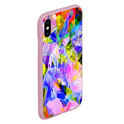 Чехол iPhone XS Max матовый Красочный цветочный узор Весна - Лето 2023 Colorfu, цвет: 3D-розовый — фото 2