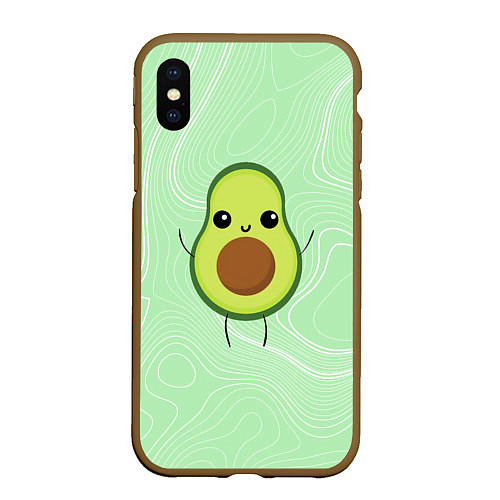 Чехол iPhone XS Max матовый Авокадо avocado / 3D-Коричневый – фото 1