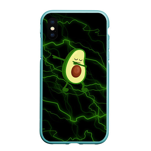 Чехол iPhone XS Max матовый Avocado молнии / 3D-Мятный – фото 1