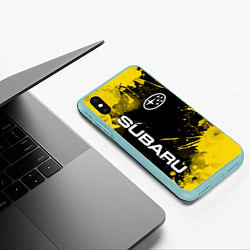 Чехол iPhone XS Max матовый СУБАРУ - SUBARU Желтые пятна, цвет: 3D-мятный — фото 2