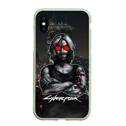 Чехол iPhone XS Max матовый Pixel Johnny / 3D-Салатовый – фото 1