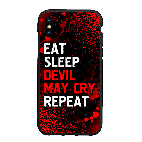 Чехол iPhone XS Max матовый Eat Sleep Devil May Cry Repeat Арт / 3D-Черный – фото 1