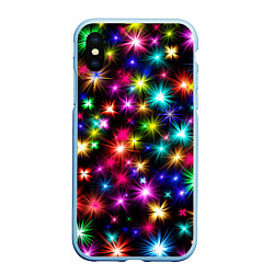 Чехол iPhone XS Max матовый ЦВЕТНЫЕ ЗВЕЗДЫ COLORED STARS, цвет: 3D-голубой