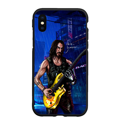 Чехол iPhone XS Max матовый Гитарист Johnny cyberpunk2077 / 3D-Черный – фото 1