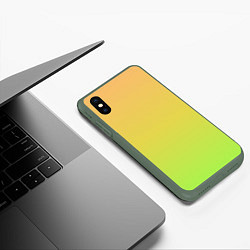 Чехол iPhone XS Max матовый GRADIEND YELLOW-GREEN, цвет: 3D-темно-зеленый — фото 2