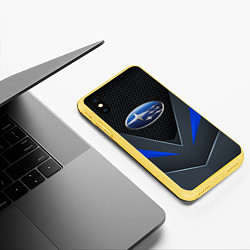 Чехол iPhone XS Max матовый Спортивная броня Subaru, цвет: 3D-желтый — фото 2