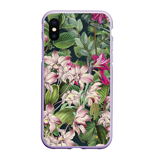 Чехол iPhone XS Max матовый Цветы Лилия Тигровая / 3D-Светло-сиреневый – фото 1