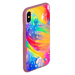 Чехол iPhone XS Max матовый Радужный рисунок, цвет: 3D-малиновый — фото 2