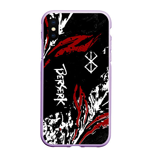 Чехол iPhone XS Max матовый BERSERK BLACK MASK - БЕРСЕРК ЧЁРНАЯ МАСКА / 3D-Сиреневый – фото 1