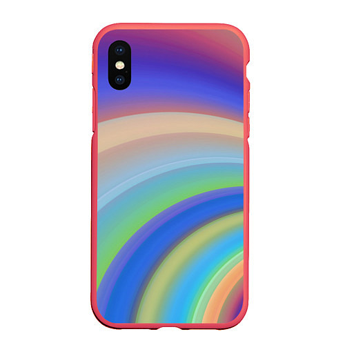 Чехол iPhone XS Max матовый Все цвета радуги / 3D-Красный – фото 1