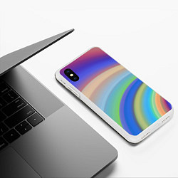 Чехол iPhone XS Max матовый Все цвета радуги, цвет: 3D-белый — фото 2