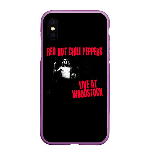 Чехол iPhone XS Max матовый Live at Woodstock - Red Hot Chili Peppers / 3D-Фиолетовый – фото 1