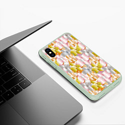 Чехол iPhone XS Max матовый Абстрактные узоры цветы, цвет: 3D-салатовый — фото 2