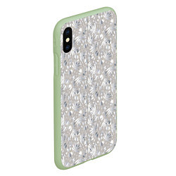 Чехол iPhone XS Max матовый Белые объемные узоры, цвет: 3D-салатовый — фото 2