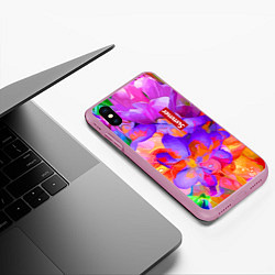 Чехол iPhone XS Max матовый Красочный цветочный паттерн Лето Colorful Floral P, цвет: 3D-розовый — фото 2