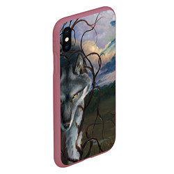 Чехол iPhone XS Max матовый IN COLD wolf without logo, цвет: 3D-малиновый — фото 2