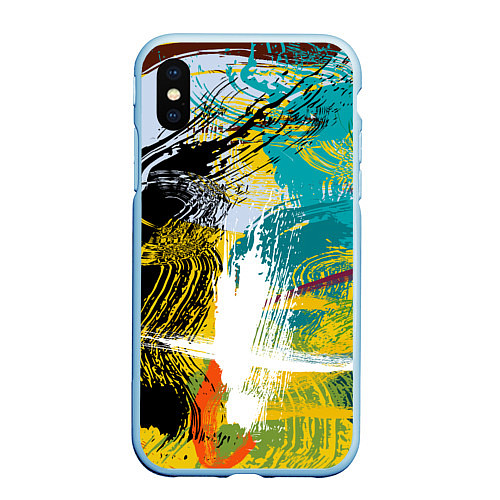 Чехол iPhone XS Max матовый Абстрактные мазки цветной краской strokes of paint / 3D-Голубой – фото 1