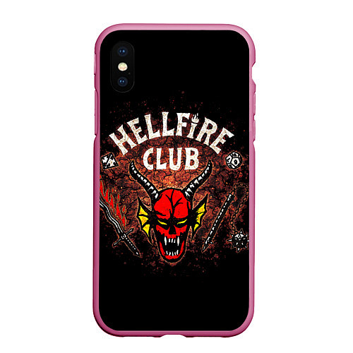 Чехол iPhone XS Max матовый Hellfire club / 3D-Малиновый – фото 1