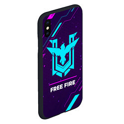 Чехол iPhone XS Max матовый Символ Free Fire в неоновых цветах на темном фоне, цвет: 3D-черный — фото 2