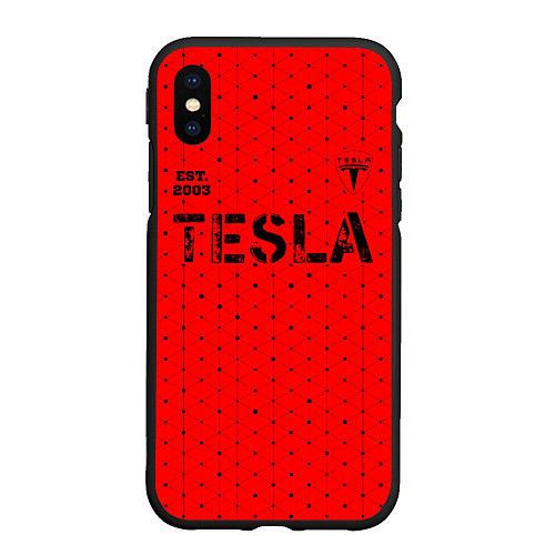 Чехол iPhone XS Max матовый ТЕСЛА Tesla Est 2003 Абстракция / 3D-Черный – фото 1