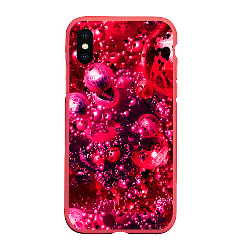 Чехол iPhone XS Max матовый ВОЗДУШНО КРАСНЫЕ ШАРЫ / 3D-Красный – фото 1