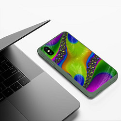 Чехол iPhone XS Max матовый Кислотный фрактал Абстракция, цвет: 3D-темно-зеленый — фото 2