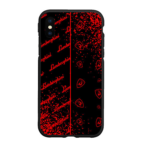 Чехол iPhone XS Max матовый LAMBORGHINI Арт Паттерны / 3D-Черный – фото 1