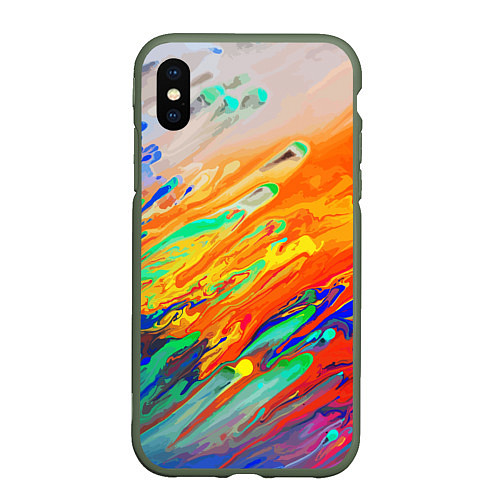 Чехол iPhone XS Max матовый Буйство красок Лето Riot of colors Summer / 3D-Темно-зеленый – фото 1