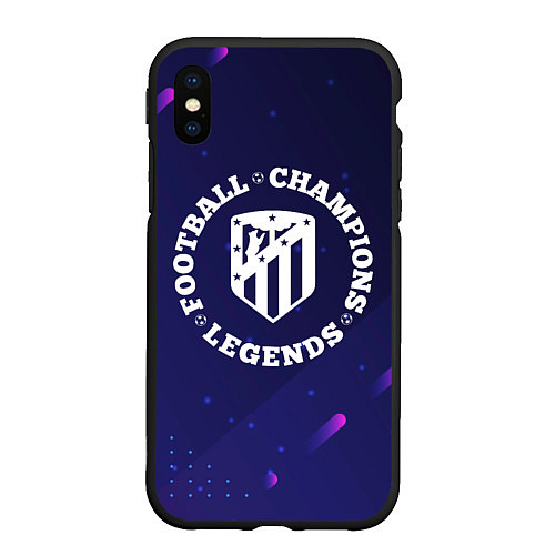 Чехол iPhone XS Max матовый Символ Atletico Madrid и круглая надпись Football / 3D-Черный – фото 1