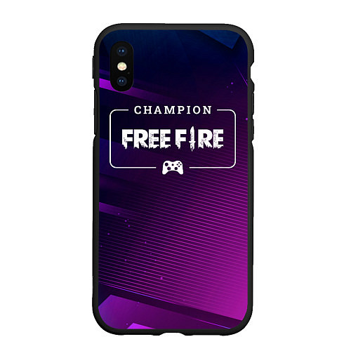 Чехол iPhone XS Max матовый Free Fire Gaming Champion: рамка с лого и джойстик / 3D-Черный – фото 1