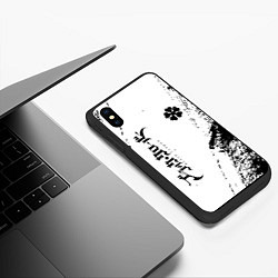 Чехол iPhone XS Max матовый Black clover чёрный клевер вертикальная надпись, цвет: 3D-черный — фото 2