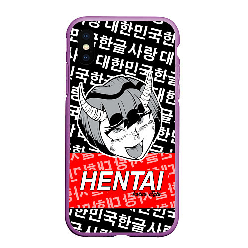 Чехол iPhone XS Max матовый HENTAI AHEGAO ХЕНТАЙ АХЭГАО / 3D-Фиолетовый – фото 1