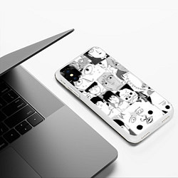 Чехол iPhone XS Max матовый Моб психо 100 паттерн, цвет: 3D-белый — фото 2