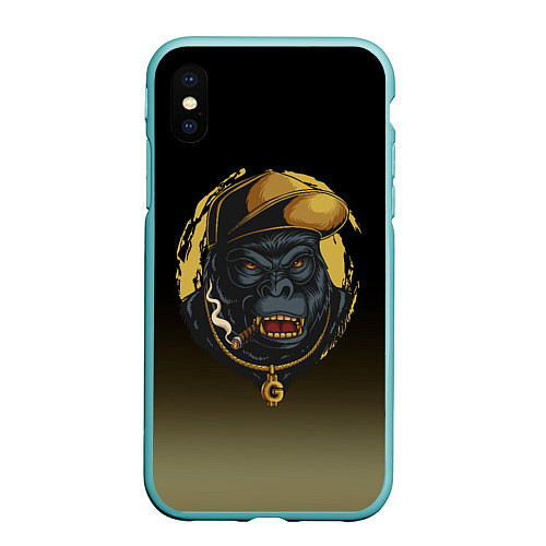 Чехол iPhone XS Max матовый Hip-hop Gorilla / 3D-Мятный – фото 1